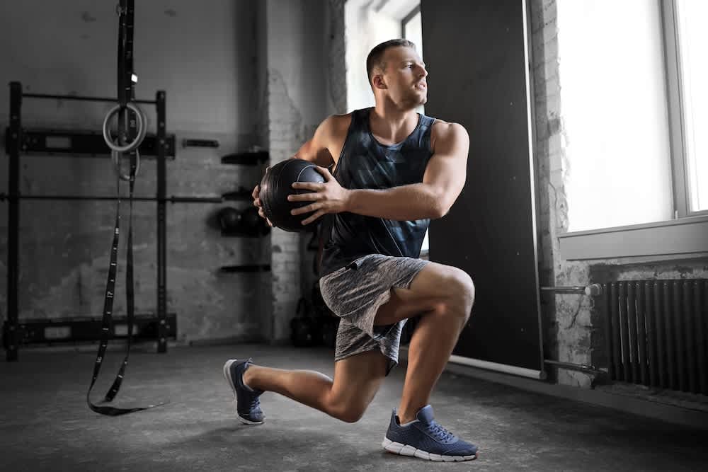 Athletic man training in a gym