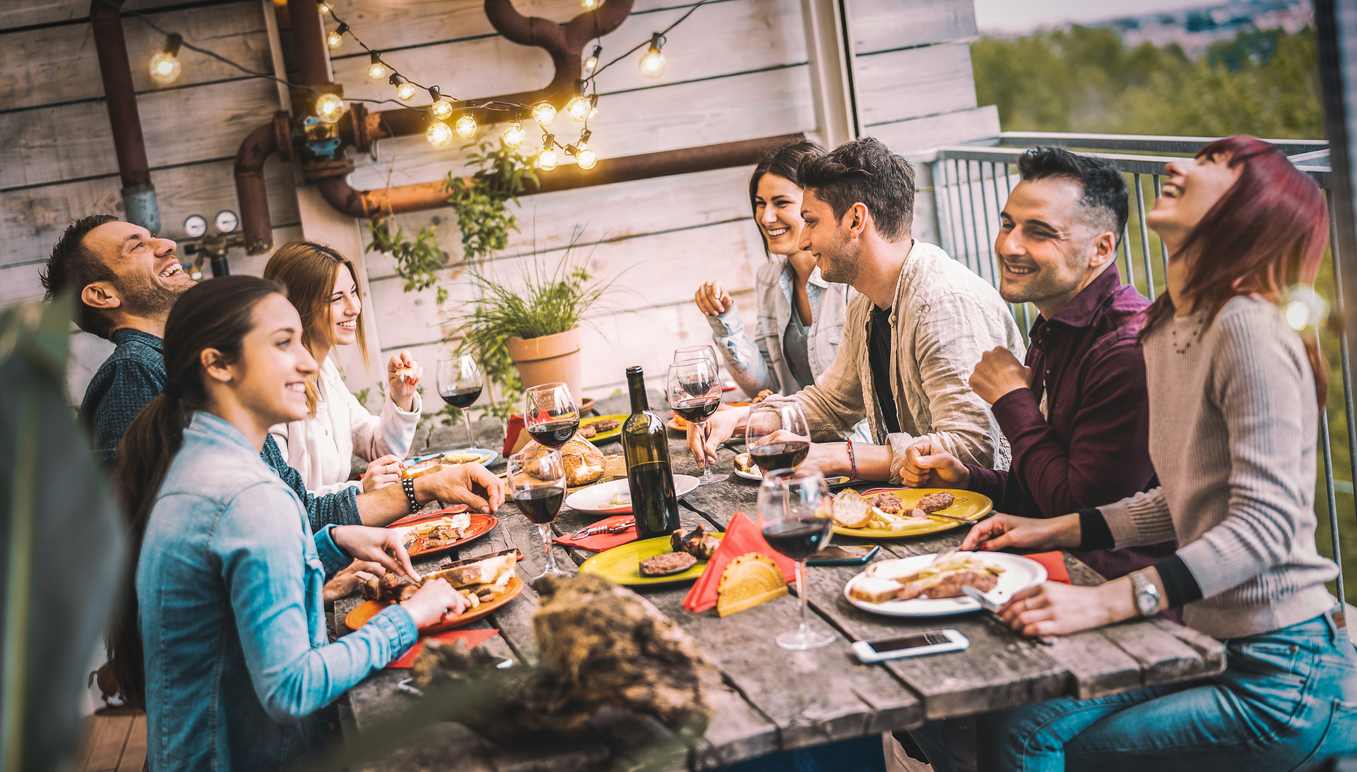 Friends enjoying dinner together